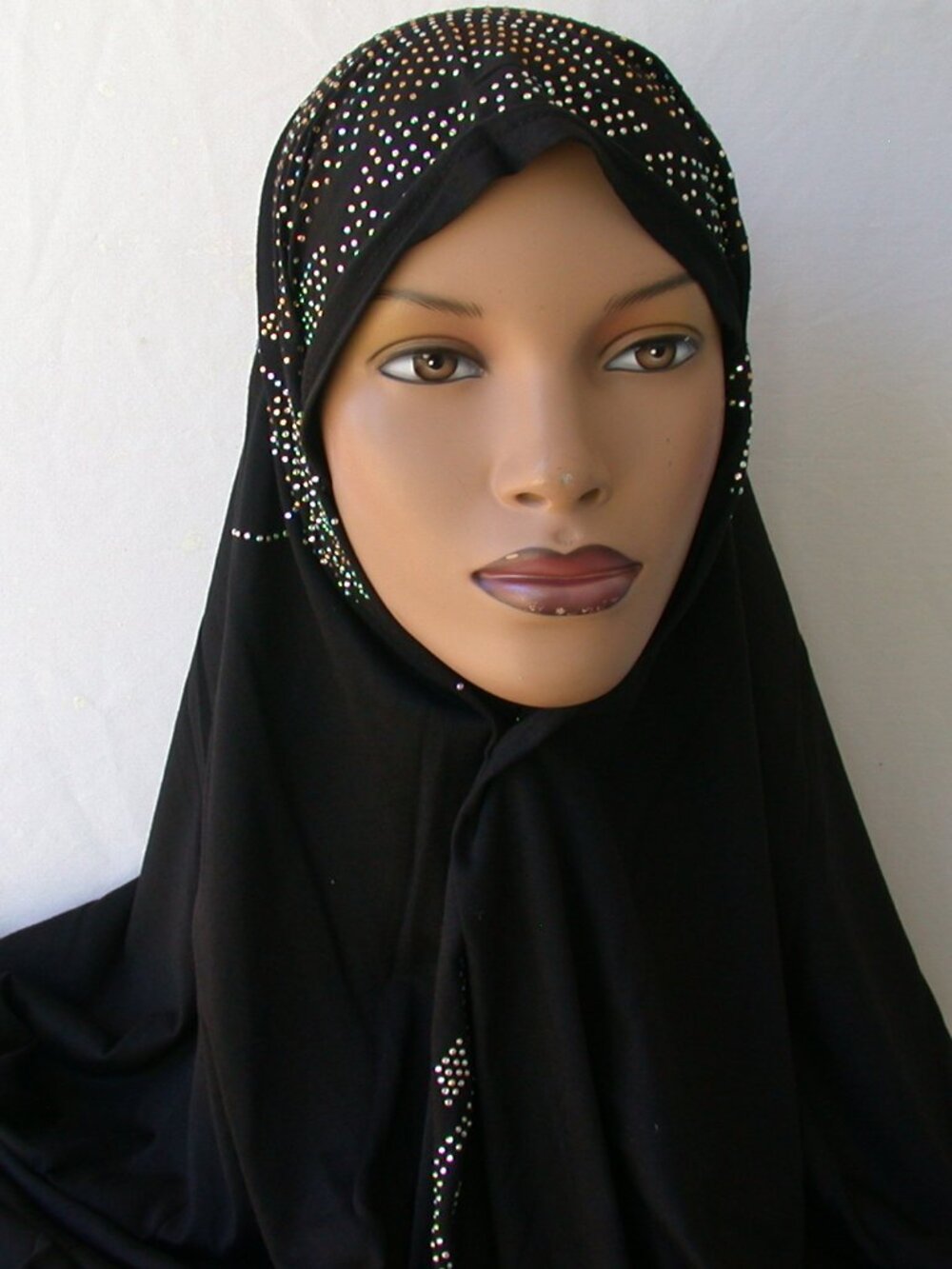 Black Rhinestone Oblong Scarf Scarves Princess Crown Hijab 29x70 Shawl